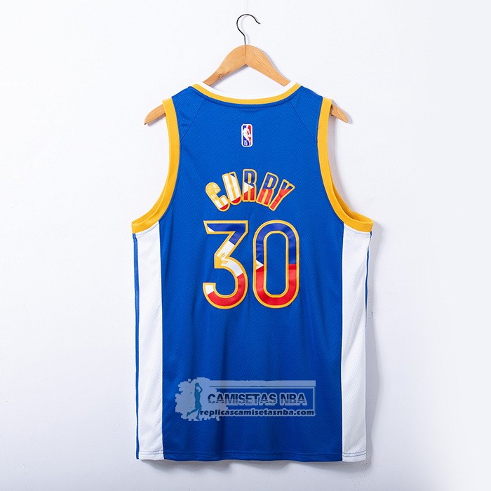 Camiseta Golden State Warriors Stephen Curry NO 30 Filipino Azul